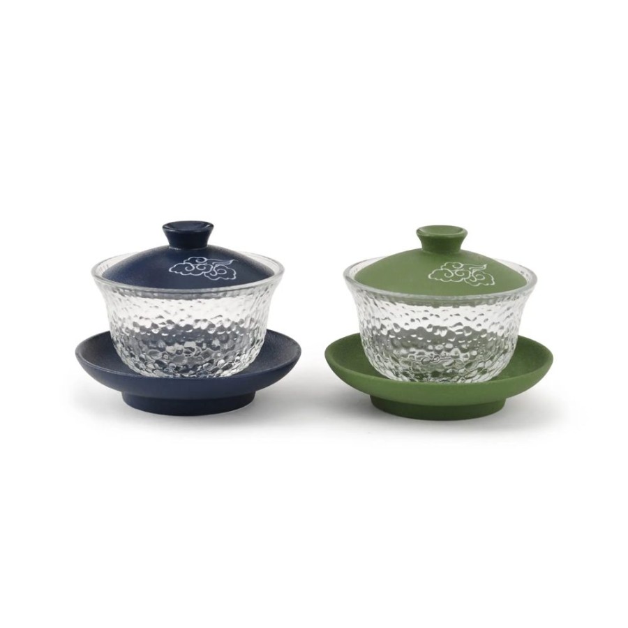 Teaware Imperial Tea | Engraved Frosted Glass And Porcelain Gaiwan Set